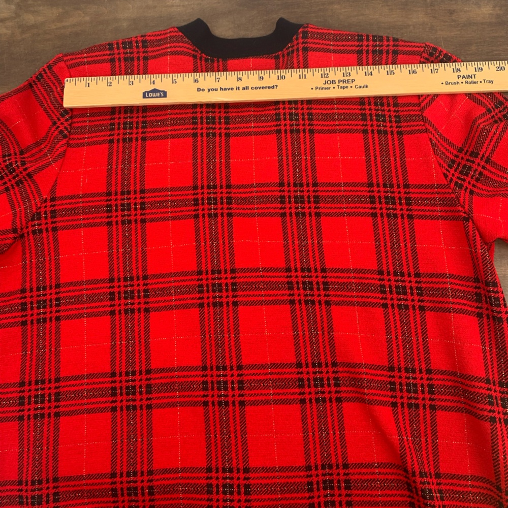 Vintage Preppy 80s/90s Red Black Gold Two in One Sweater Large - Picture 12 of 13